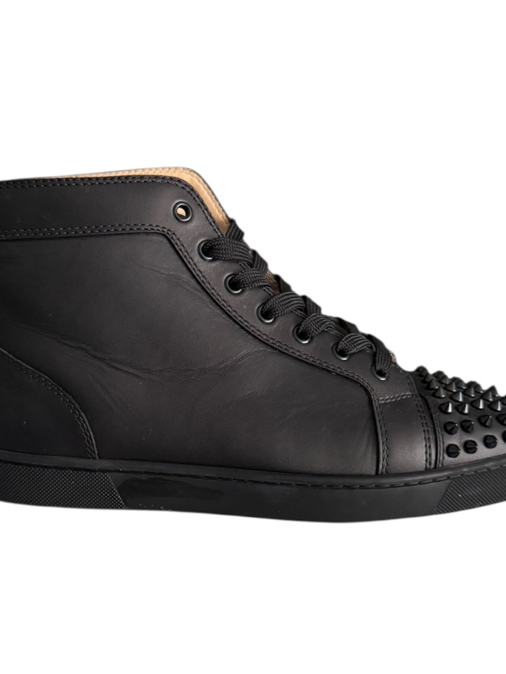 Christian Louboutin Black Studded High-Top Sneakers